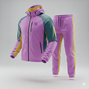 <b>Men</b> Hooded Color Blocking Windbreaker <b>Jacket</b> Shorts Set Quick Dry Polyester Cotton Casual Winter Outfit Customized Colors new - Product Image 3