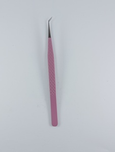 Juego de Pinzas Profesionales para Extensión de Pestañas de Acero Inoxidable con Textura de Diamante Rosa, Pinzas Curvas de Alta Precisión para Aplicación de Pestañas - Product Image 1