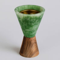 Brûleur d'encens indien en résine et bois de bambou, avec couvercle, motif boule dorée, élégant, pour aromathérapie, décoration religieuse, fait main, pour la maison, très demandé