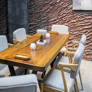 Juego de Comedor de Madera Maciza para 6 Personas con Sillas, Muebles de Madera Rectangulares Modernos, Acabado Natural Contemporáneo, Hecho a Mano, Resistente - Product Image 2