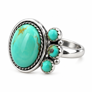 Bague en turquoise verte, style bohème western, bijou artisanal pour femme - Product Image 3