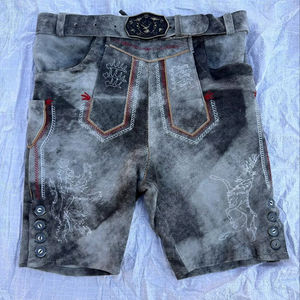 กางเกงขาสั้นหนังกลับปักลายสำหรับผู้ชาย เอวกลาง หนังกลับสไตล์บาวาเรียน สำหรับงานเทศกาลอ็อกโทเบอร์เฟสต์ กันลม ระบายอากาศได้ดี - Product Image 1