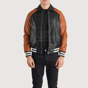 Nouvelle Arrivée Blousons d'Hiver en Cuir Véritable Écologiques Respirants Tendance Sportifs avec Logo Frontal pour Hommes - Product Image 3