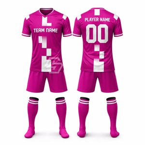 Conjunto de Uniforme de Fútbol Personalizado Azul para Hombre, Cuello en V, Manga Corta, Transpirable, de Poliéster, con Nombre del Equipo - Product Image 6