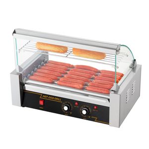 Macchina per Grigliare Salsicce in Acciaio Inox con Capacità per 18 Hot Dog, Doppio Controllo della Temperatura e Coperchio in Vetro (1050W) - Product Image 6