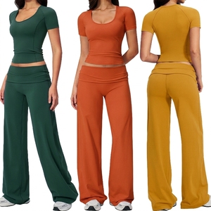 Conjunto Deportivo para Mujer, Personalizado, Transpirable, de Secado Rápido, Elástico en Cuatro Direcciones, Top Corto con Cuello Cuadrado y Pantalones Anchos de Cintura Alta - Product Image 6