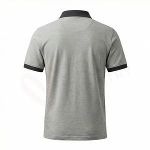 Polo à manches courtes gris pour homme, en coton tricoté, couleur unie, décontracté, respirant, coupe classique, avec boutons - Product Image 2
