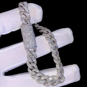 Bracelet Hip-Hop pour Femme en Argent 925 Plaqué Or, Entièrement Sertie de Moissanite VVS, Maille Cubaine, Cadeau d'Anniversaire - Product Image 4