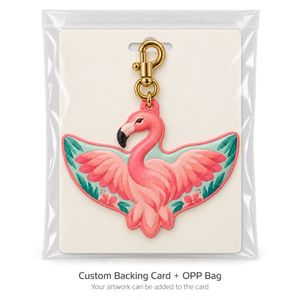 Breloque porte-clés en cuir PU, oiseau volant avec mousqueton métallique pour personnalisation OEM et porte-clés flamant rose - Product Image 6
