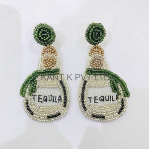 Sombrero perlé fait main et boucles d'oreilles multicolores en forme de cactus, boucles d'oreilles pendantes colorées pour la fiesta mexicaine - Product Image 6