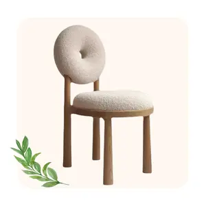 Modern Simple Backrest Chair Home Cream Style Donut Shape Dining Room Chair