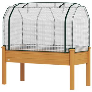 Fioriera Rialzata da Esterno 48 x 22 x 46 Pollici con Copertura in PE Effetto Sabbia per Erbe e Verdure - Product Image 1