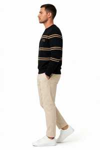 Oneten Apparel <b>Men's</b> Black Cartoon Pattern <b>Collarless</b> Long Sleeve Knitted 100% Polyester Loose Fit Casual <b>Shirts</b> Winter - Product Image 6