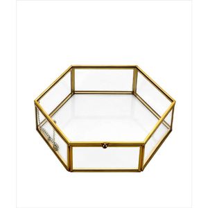 Antique Brass Gold Glass <b>Box</b> Clear Geometric Terrarium Jewelry Storage Makeup Organizer Tabletop Decorative <b>Box</b> Wholesale <b>Box</b> - Product Image 1