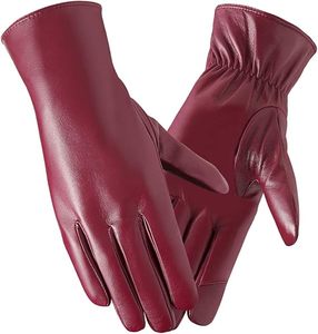 Guantes de Cuero para Mujer, Guantes con Forro de Cachemira para Escribir Mensajes en el Móvil, Guantes de Piel de Oveja Suave de Primera Calidad - Product Image 1