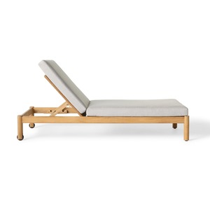 Tumbona de teca maciza para exteriores con ruedas y cojín – Cama de día ajustable para piscina, patio, hotel, resort, villa - Product Image 2