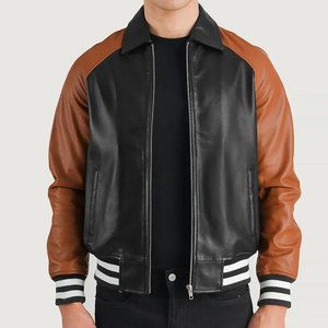 Nouvelle Arrivée Blousons d'Hiver en Cuir Véritable Écologiques Respirants Tendance Sportifs avec Logo Frontal pour Hommes - Product Image 1