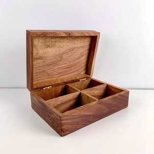 Handmade Vintage Wooden Spice <b>Box</b> with Brass Inlay Hand-Carved Floral Storage <b>Box</b> Rustic Kitchen, Collectible Wooden Home Accent - Product Image 2