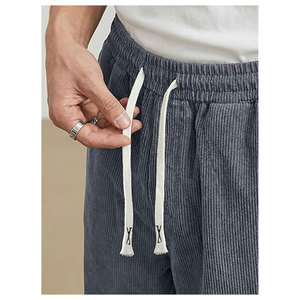 Pantalon en velours côtelé pour homme, décontracté, coupe ample, jambe large, style jogging, taille élastique avec cordon de serrage et poches, confortable - Product Image 4