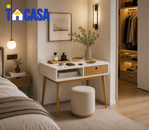 Nordic Convertible Home Workspace <b>Desk</b> Rubber Wood MDF Ash Veneer Natural Finish Furniture - Product Image 1