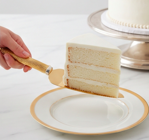 Ensemble de couteau et spatule à gâteau en métal doré, 2 pièces, manche torsadé, idéal pour servir les gâteaux - Product Image 4
