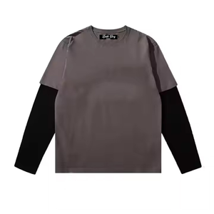Camiseta de manga corta para hombre, estilo vintage, con doble capa gruesa, efecto desgastado, pedrería, lavado ácido, corte regular, 100% algodón, estilo hip hop. - Product Image 3