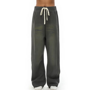 Pantalones de chándal cargo de felpa francesa de lujo de diseñador para hombre, de corte oversize, con diseño de pierna retorcida, con logotipo personalizado, efecto lavado, estilo universitario - Product Image 1