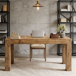 Escritorio de Estudio Rectangular de Diseño Cuidadosamente Elaborado, Escritorio Administrativo y para Computadora de Madera Sólida - Product Image 2