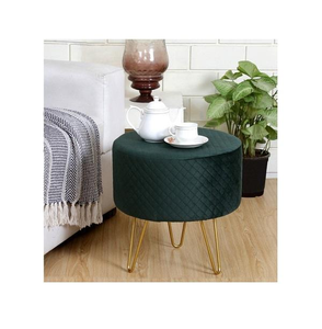 Pouf rond décoratif capitonné, repose-pieds en velours marron, chaise de sol pour salon, chambre à coucher - Product Image 1