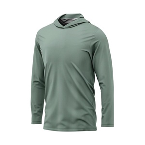 Camiseta Deportiva de Manga Larga con Capucha para Hombre, Color Azul Claro, Absorbente de Humedad, Corte Regular, Color Sólido - Product Image 1