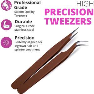Pince à épiler de précision UBI 11,5 cm en acier à haute teneur en carbone, durable, calibrée à la main, pointe droite et courbée pour extensions de cils - Product Image 5