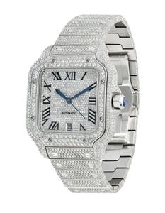 Reloj de Lujo con Diamantes, Caja Cuadrada, Cristal de Zafiro, 41 mm, Resistente al Agua, Números Romanos, Pantalla Analógica, Cierre Desplegable, Unisex - Product Image 1