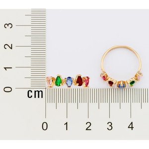 Women's 18K Gold Plated Gemstone <b>Ring</b> With Lab Created Cubic Zirconia Emerald Cut Prong Setting Glam Style Daily Wear - Product Image 4