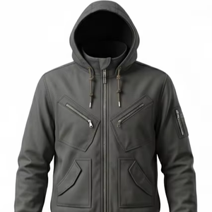 Men's Reinforced Hooded Thick Camouflage Sublimation Printed 100% Polyester Outdoor Camping <b>Techwear</b> <b>Jacket</b> - Product Image 1