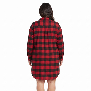 Camisa Larga de Franela 100% Algodón para Mujer, Vestido Largo a Cuadros con Bolsillo en el Pecho, Ropa de Dormir para Mujer, Camisa Larga de Franela - Product Image 3