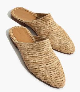 Pantuflas de rafia natural, babuchas de rafia natural tejidas a mano, zapatos marroquíes para mujer, zapatos de rafia marroquíes hechos a mano. - Product Image 1
