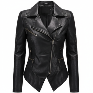 Chaqueta de Cuero para Mujer, Negra, Impermeable, Personalizada, OEM, al por Mayor - Product Image 1