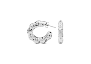 Pendientes étnicos redondos en forma de C de plata de ley 925 [dia. 5.5 mm] - Product Image 1