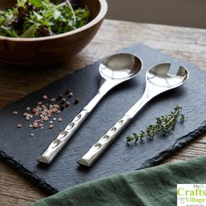 Juego de 2 Servidores de Ensalada de Acero Inoxidable, Cuchara y Tenedor, Aptos para Lavavajillas, Utensilios Metálicos para Ensalada - Product Image 2