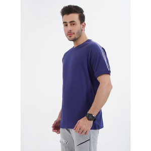 T-shirt pour homme bleu marine 100% coton imprimé sur mesure, décontracté, à manches courtes, séchage rapide, respirant, streetwear d'été, usage quotidien, haute qualité - Product Image 1