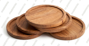 Custom Modern Wooden Coaster Set <b>Round</b> Heat Resistant Eco-Friendly 300mm Diameter Cup <b>Mat</b> for Coffee Tea - Product Image 1