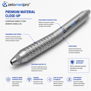 European Simple Stem Mirror Handle #7 Dental Mirror Handle Stainless Steel Zetomed Pro - Product Image 6