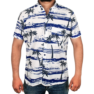Nouvelle Arrivée Chemise de Plage pour Homme à Manches Courtes, Col Rabattu, Anti-Plis, Imprimé Hawaïen par Sublimation, Tendance et Décontractée - Product Image 1