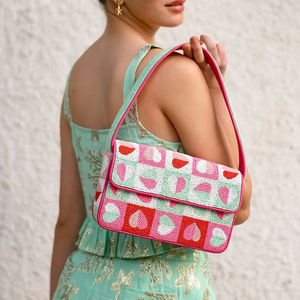 Bolso de mano artesanal exclusivo estilo bohemio Banjara con cuentas |   Bolso de Fiesta de Lona de Diseño para la Noche - Product Image 1