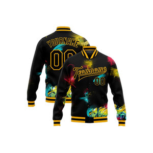 Chaqueta Varsity Azul Personalizada para Hombre, Impresión por Sublimación, Cuello Alto, Nombre del Equipo, Número, Diseño Frontal y Trasero, Bordado, Casual - Product Image 2