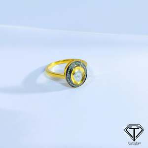 Anillo de Diamante Natural Sin Tallar Polki en Oro Amarillo o Blanco, Anillo de Boda Minimalista Ajustable - Product Image 3