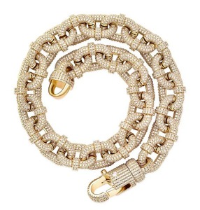 Cadena Cubana Unisex de Plata de Ley 925 con Baño de Oro Rosa y Moissanita, Estilo Hip Hop de Lujo, Calidad de Exportación, Disponible para la Venta - Product Image 5