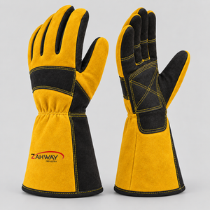 Gants de soudage les plus vendus, gants tactiques en cuir rouge et noir, longueur poignet, durables, pour usage extérieur et hivernal - Product Image 5