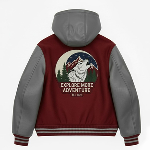 New Design Streetwear Style Men Hooded Varsity Jacket <b>For</b> <b>Sale</b> Vintage Style Men Wool Letterman Varsity Jackets - Product Image 2
