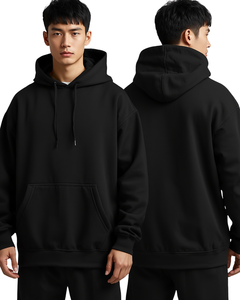 เสื้อฮู้ดโอเวอร์ไซส์ผู้ชาย สีดำล้วน ผ้าฝ้ายฟลีซ สไตล์ลำลอง สตรีทแวร์ กันน้ำ ปักลาย สำหรับใส่ในฤดูใบไม้ผลิ - Product Image 4